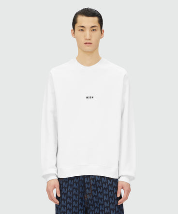 Crew neck cotton sweatshirt with a micro logo