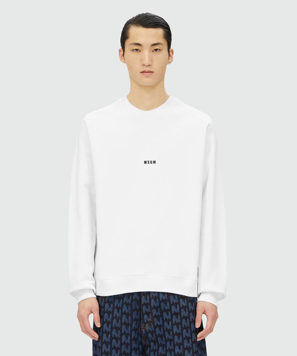 White cotton sweatshirt with micro logo print