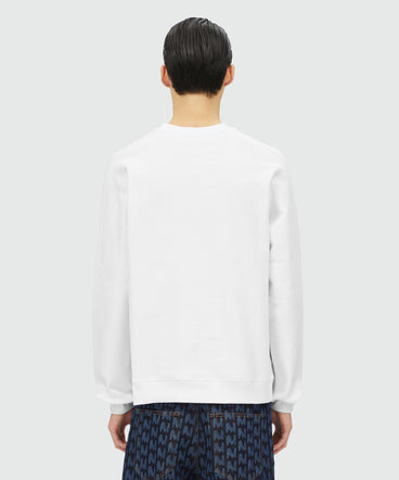 White cotton sweatshirt with micro logo print