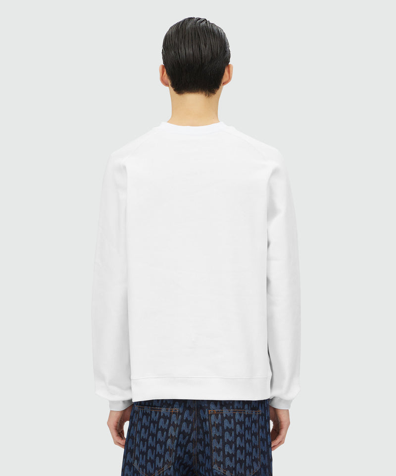 Crew neck cotton sweatshirt with a micro logo WHITE Men 