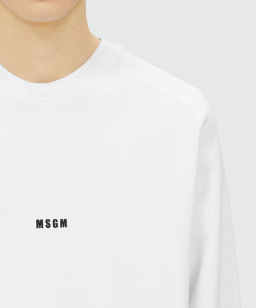 Crew neck cotton sweatshirt with a micro logo