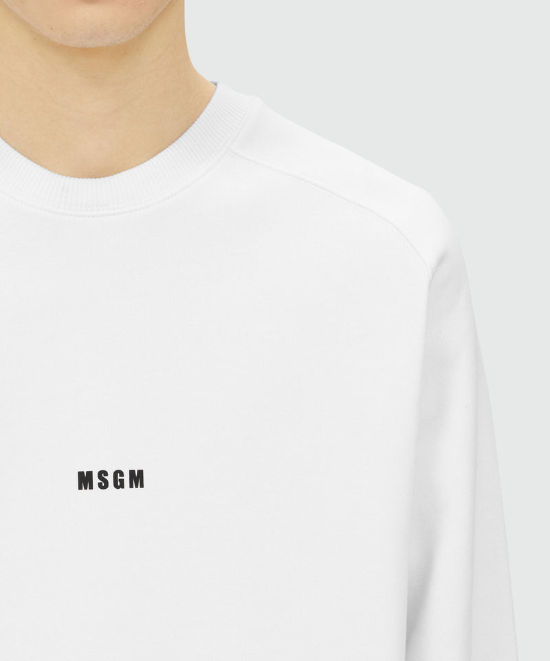 Crew neck cotton sweatshirt with a micro logo WHITE Men 