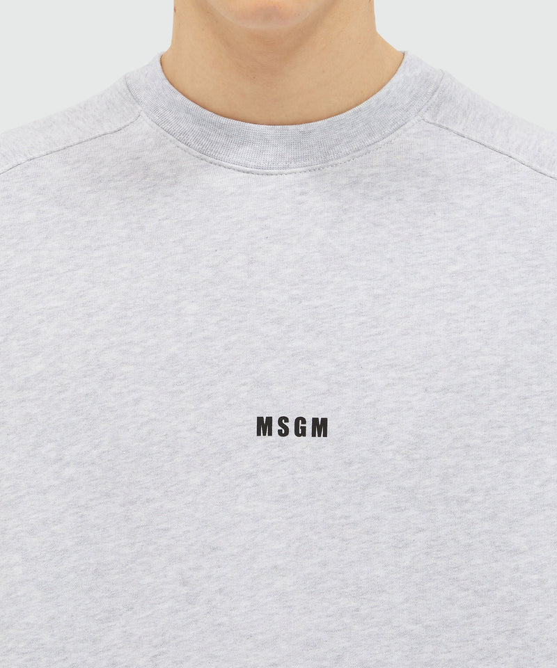 Crew neck cotton sweatshirt with a micro logo GREY Men 