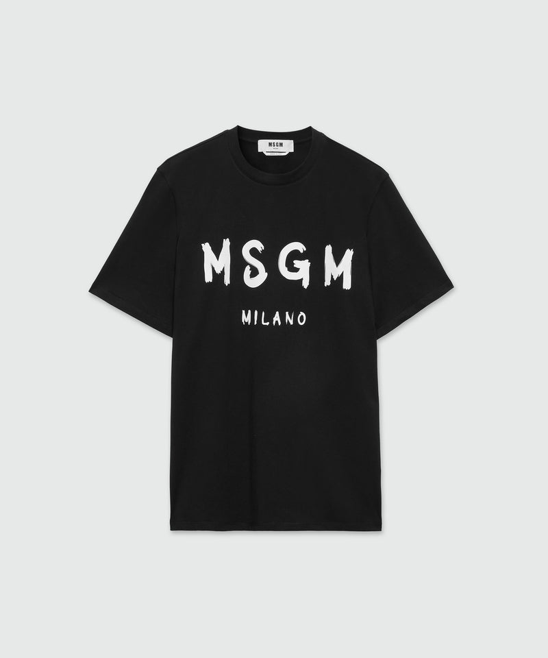 T-shirt in cotone con logo pennellato NERO Uomo 