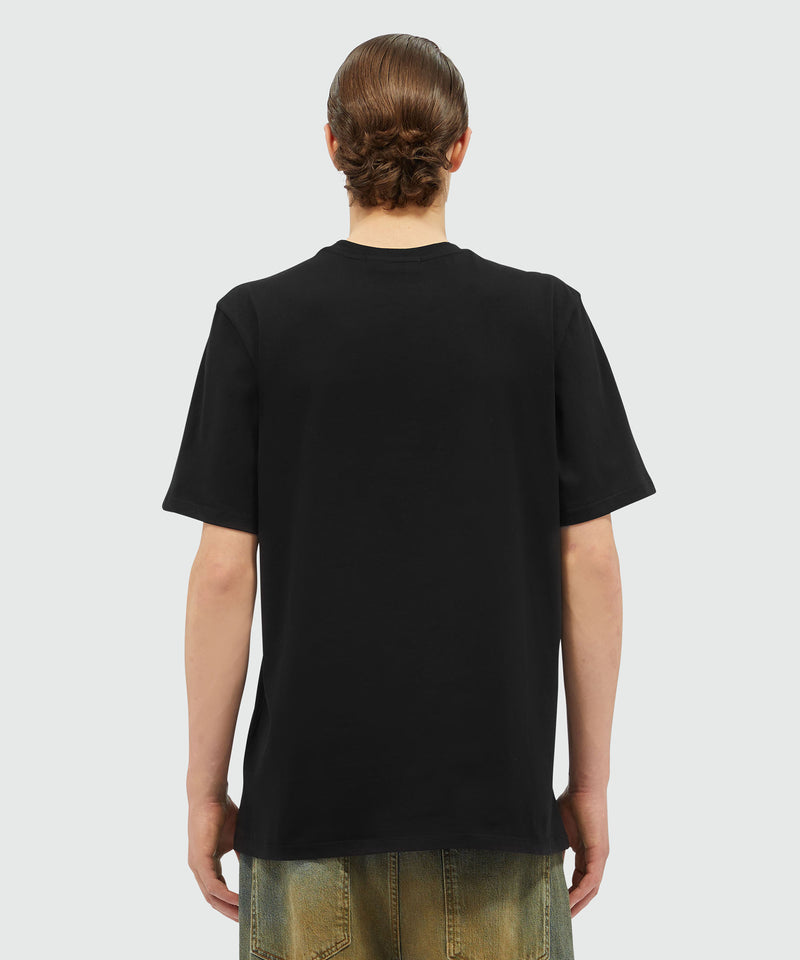 Cotton T-shirt with brushed logo BLACK Men 