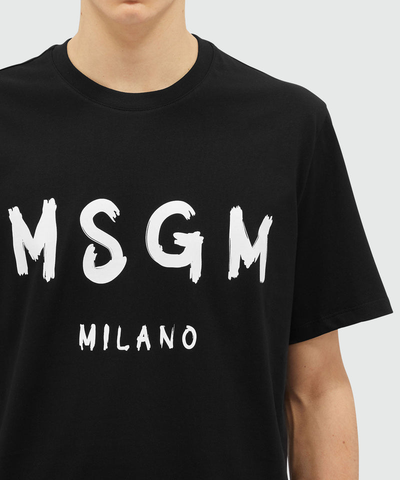 T-shirt in cotone con logo pennellato NERO Uomo 