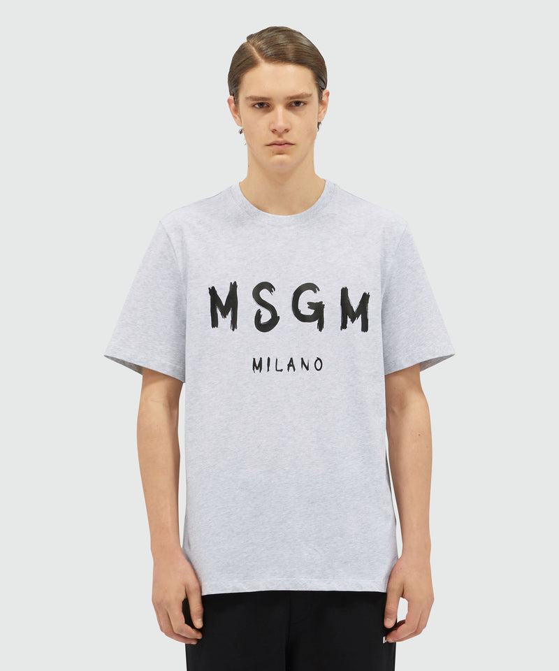 Cotton T-shirt with brushed logo GREY Men 
