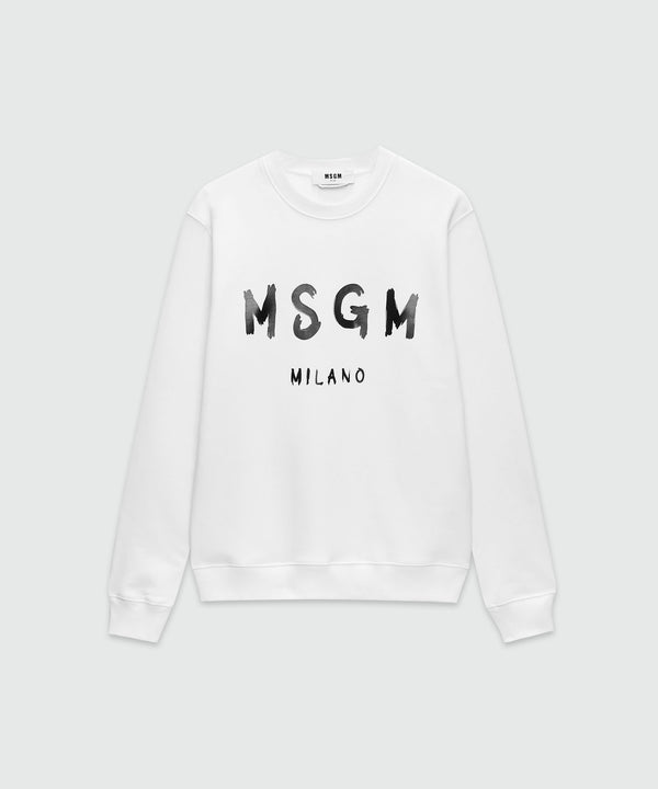 White jersey sweatshirt with brushstroke logo