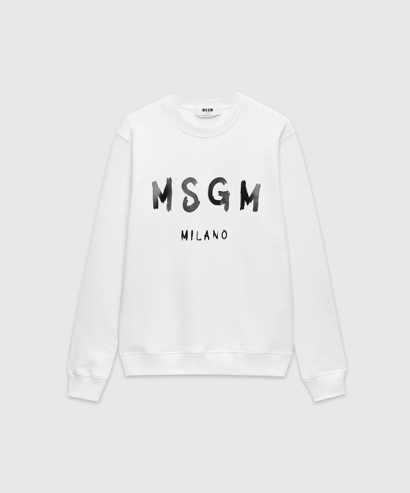 White jersey sweatshirt with brushstroke logo WHITE Men 