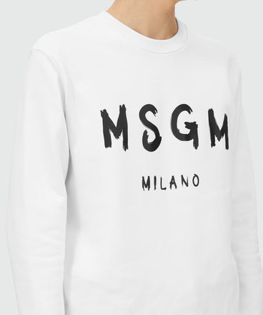 White jersey sweatshirt with brushstroke logo