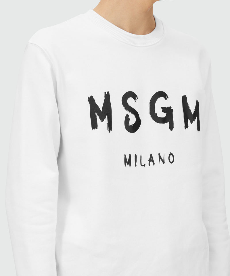 Long sleeved cotton sweatshirt white Shop MSGM US MSGM Official