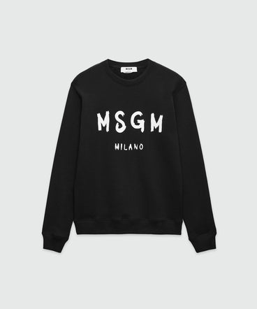 Black jersey sweatshirt with brushstroke logo