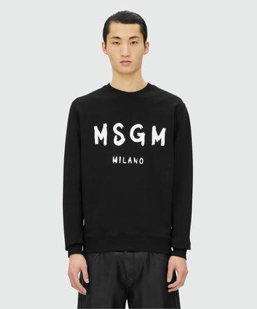 Black jersey sweatshirt with brushstroke logo