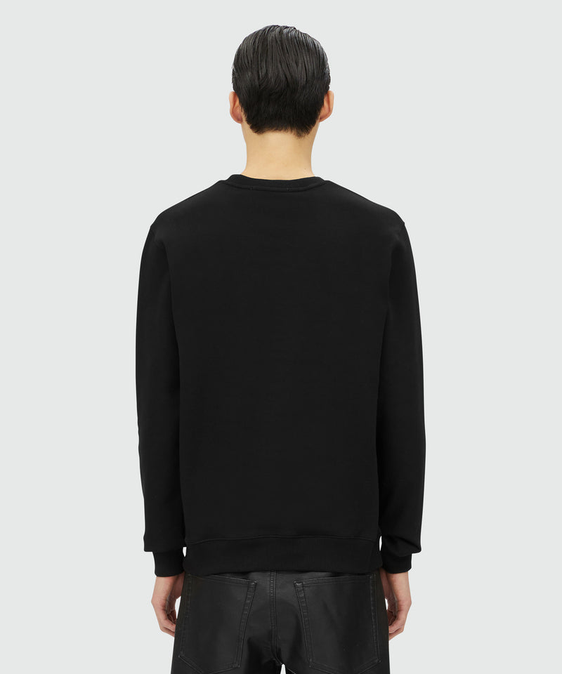 Black jersey sweatshirt with brushstroke logo BLACK Men 