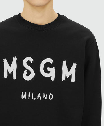 Black jersey sweatshirt with brushstroke logo