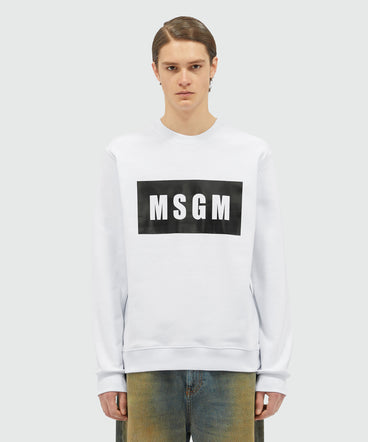 Solid colour cotton sweatshirt with a box logo