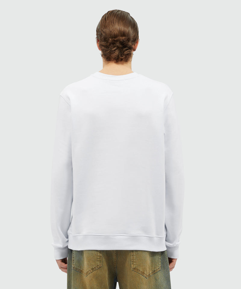 Solid colour cotton sweatshirt with a box logo WHITE Men 