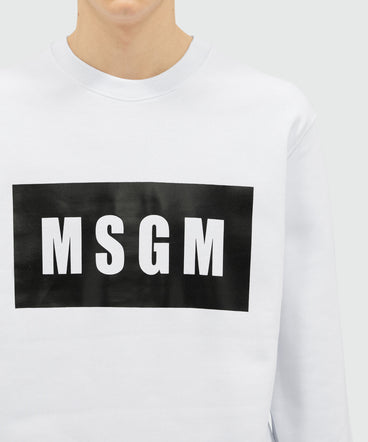 Solid colour cotton sweatshirt with a box logo