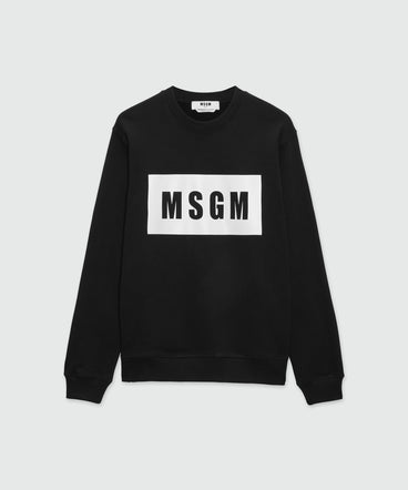 Solid colour cotton sweatshirt with a box logo