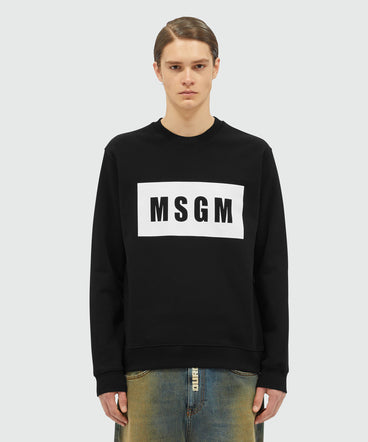 Solid colour cotton sweatshirt with a box logo