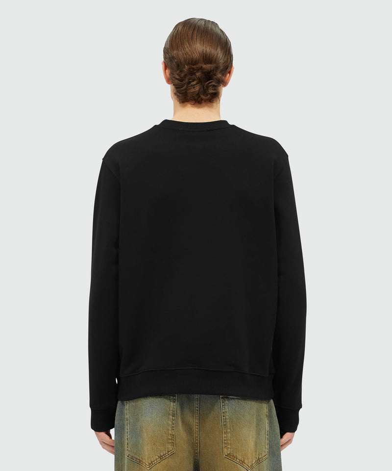 Solid colour cotton sweatshirt with a box logo BLACK Men 