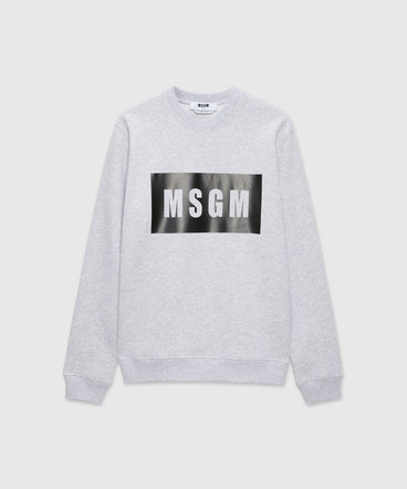 Solid colour cotton sweatshirt with a box logo