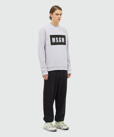 Felpa in cotone tinta unita con box logo