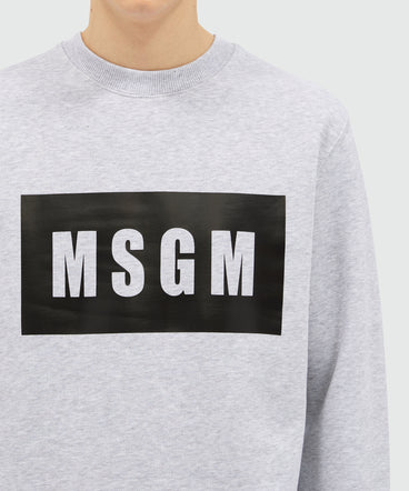 Solid colour cotton sweatshirt with a box logo