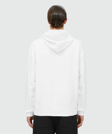 White cotton sweatshirt with graphic box logo