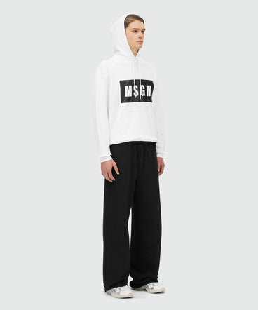 White cotton sweatshirt with graphic box logo