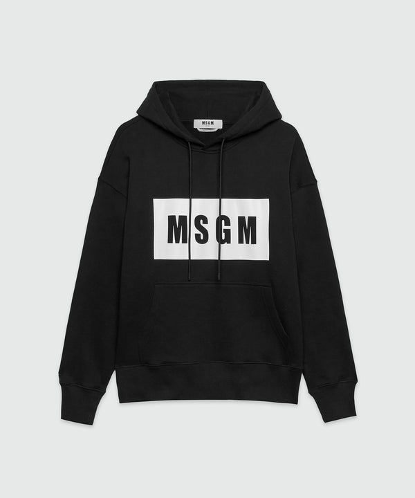 Black cotton sweatshirt with graphic box logo