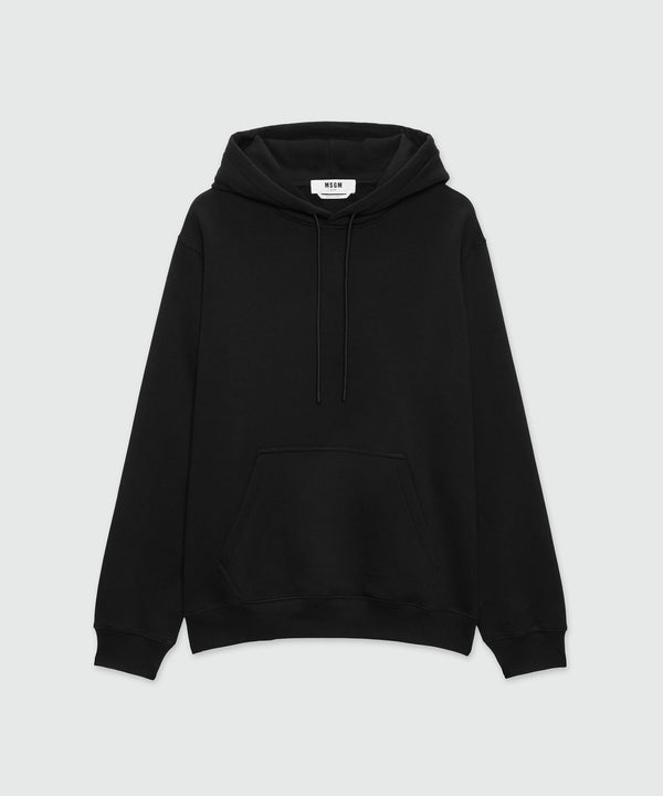 Cotton sweatshirt with a maxi logo on the hood