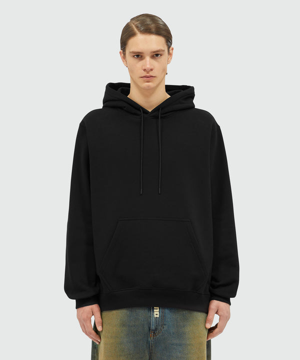 Cotton sweatshirt with a maxi logo on the hood