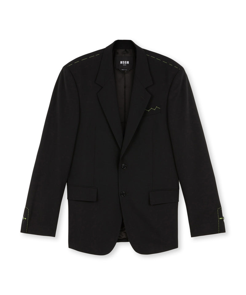 Giacca blazer con collo rever in lana NERO Uomo 