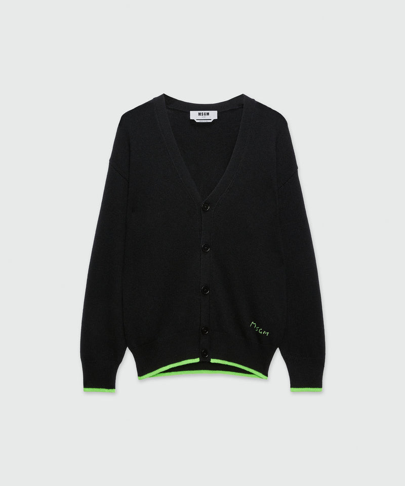 Cardigan in lana vergine e cashmere NERO Uomo 