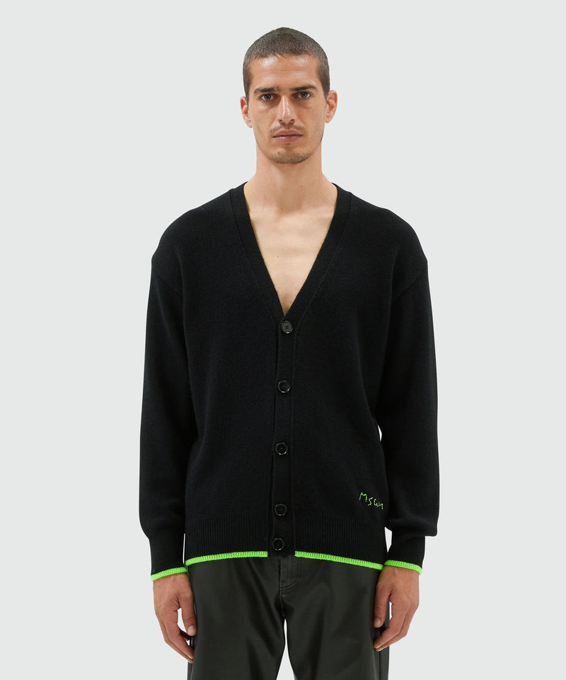 Cardigan in virgin wool and cashmere BLACK Men 