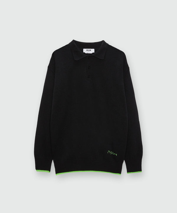 Polo-neck jumper in virgin wool