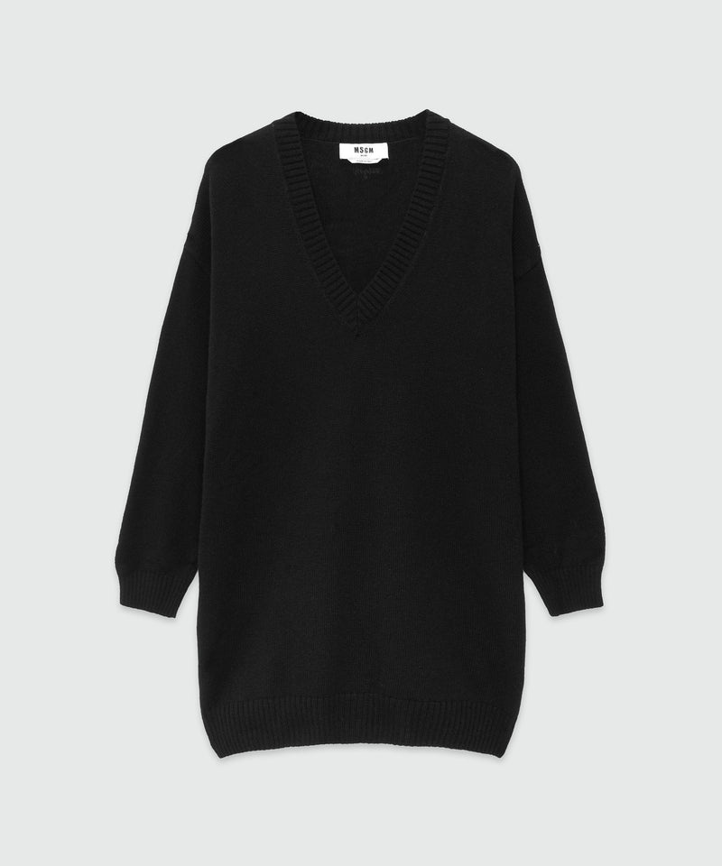 Plain cashmere jumper with V-neck BLACK Women 