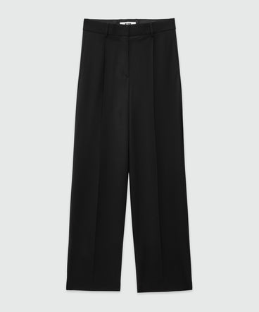 Solid-colour tailoring palazzo trousers in virgin wool