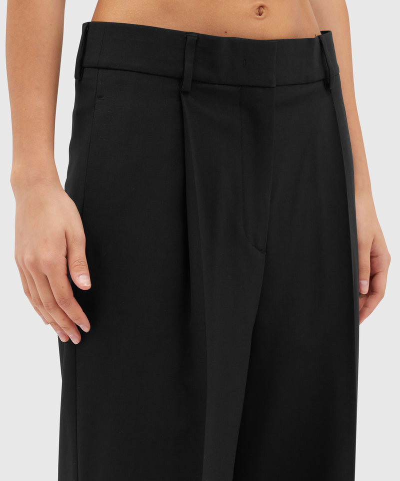 Solid-colour tailoring palazzo trousers in virgin wool BLACK Women 