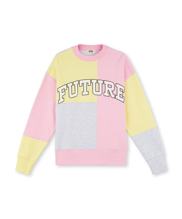 Cotton patchwork crewneck sweatshirt from the MSGM Fantastic Green capsule