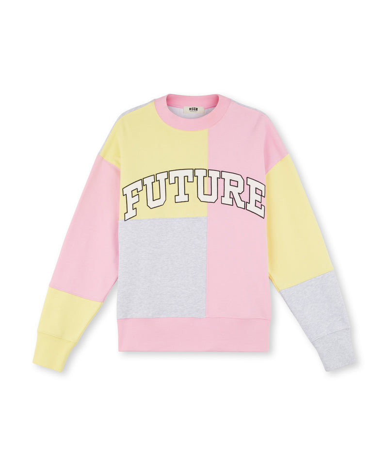 Cotton patchwork crewneck sweatshirt from the MSGM Fantastic Green capsule PINK Unisex 