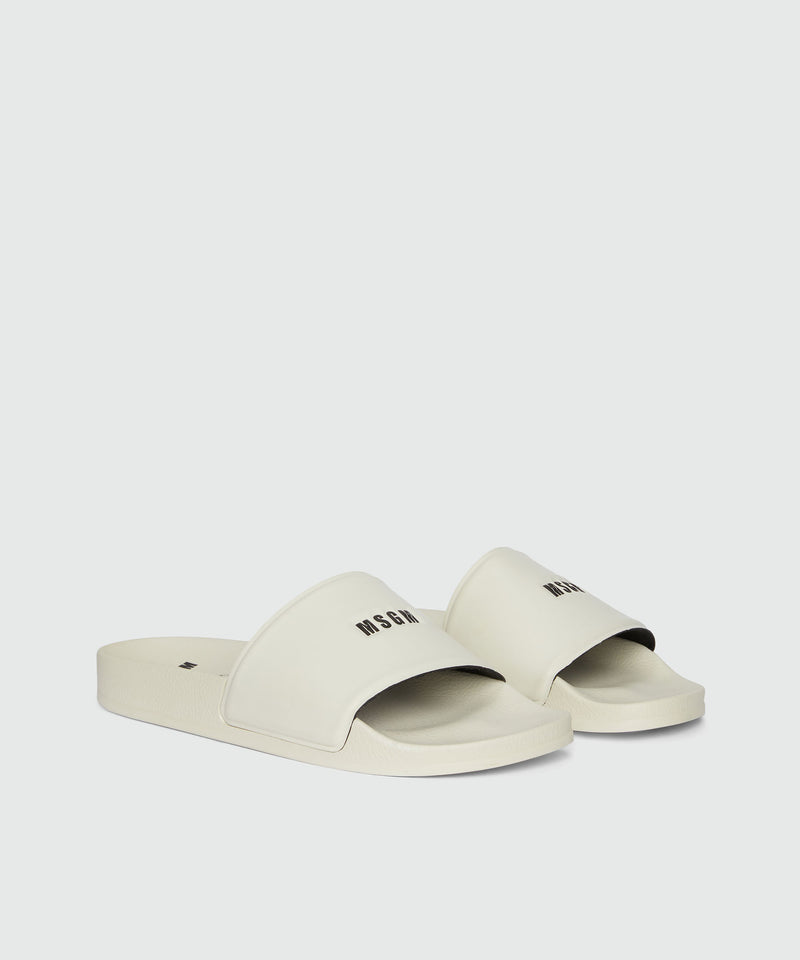 Pool slides con micro logo MSGM BIANCO SPENTO Uomo 