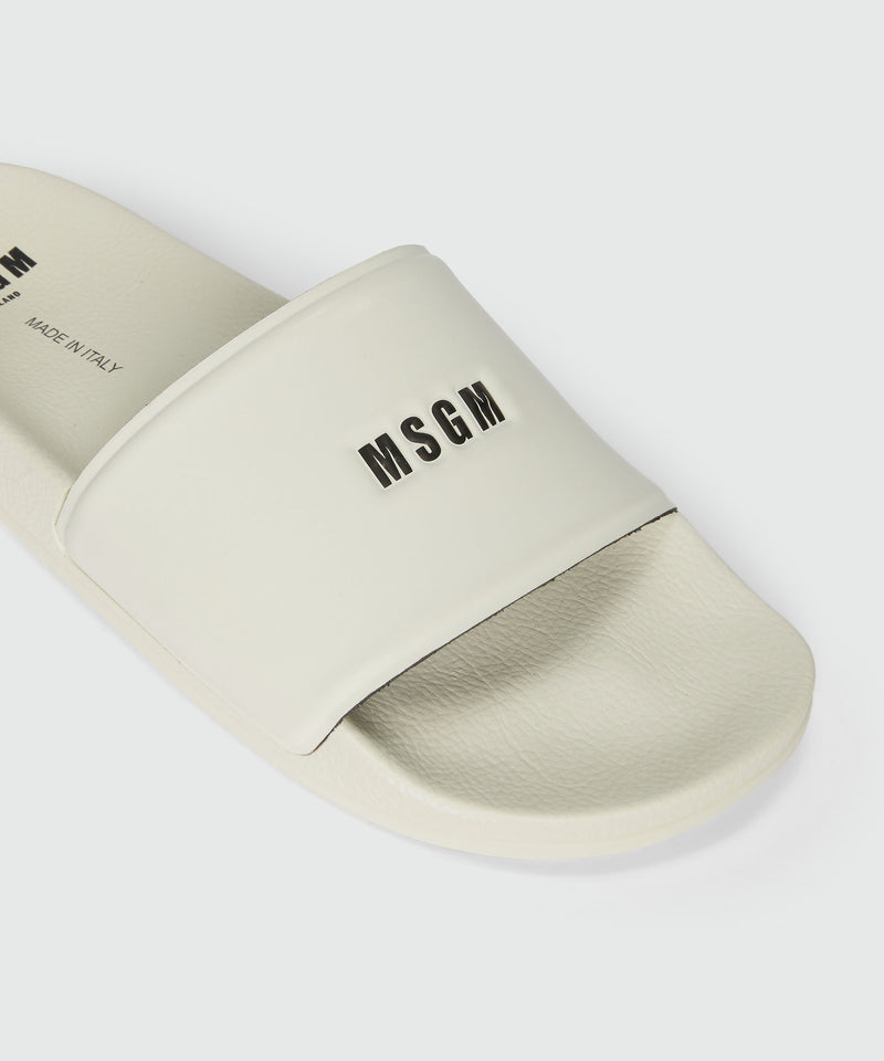 Pool slides con micro logo MSGM BIANCO SPENTO Uomo 