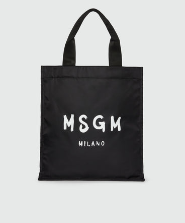 MSGM signature nylon tote bag with brush stroke logo