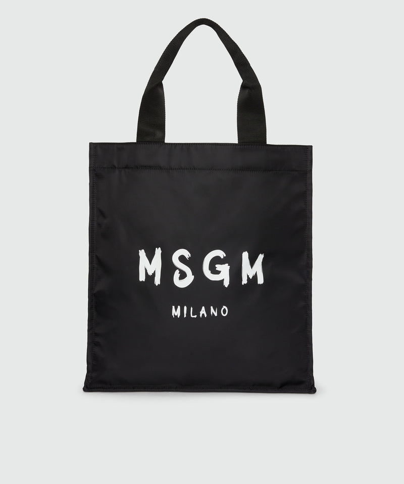 MSGM signature nylon tote bag with brush stroke logo - MSGM Official