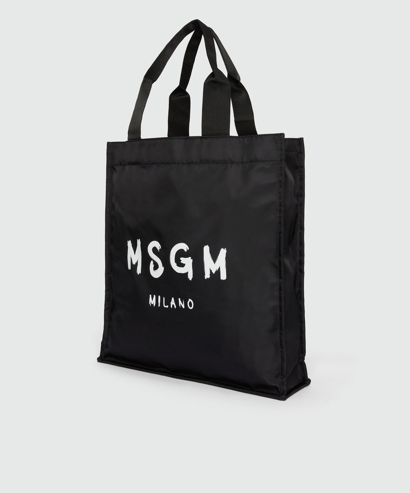 MSGM signature nylon tote bag with brush stroke logo - MSGM Official