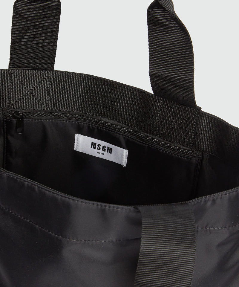 Tote in nylon signature MSGM con logo pennellato NERO Uomo 