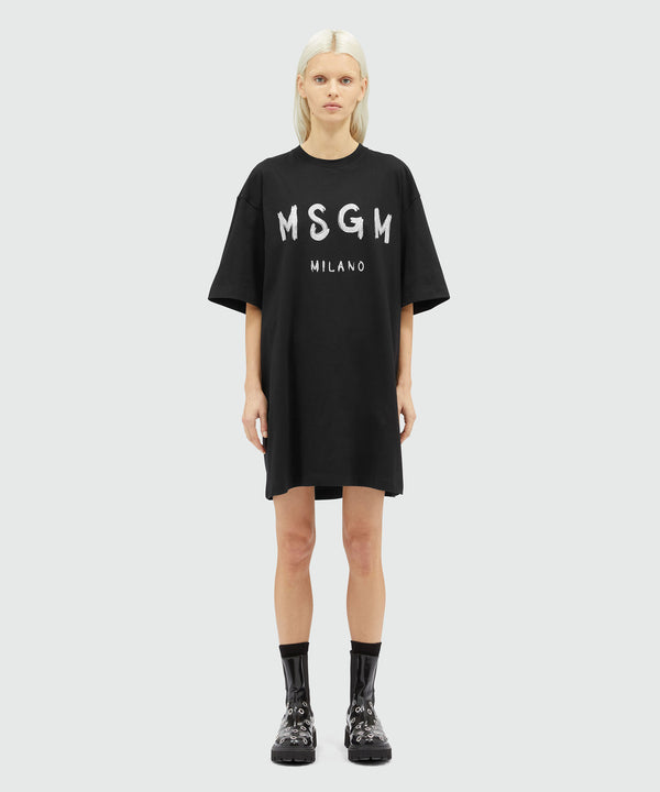 Jersey brushstroke logo T-shirt dress