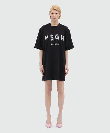 Jersey brushstroke logo T-shirt dress